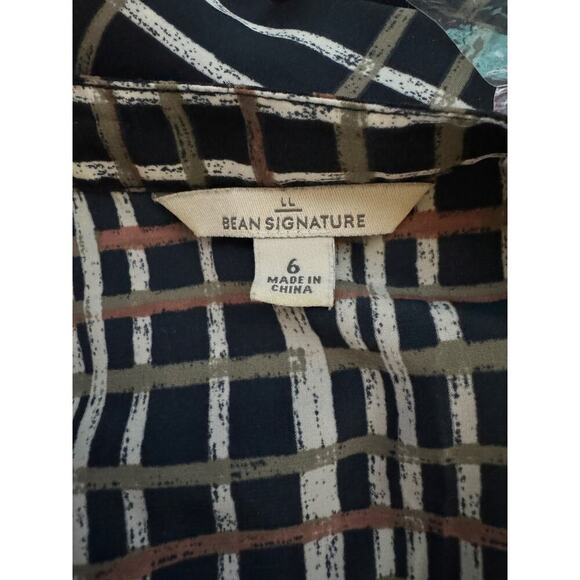 L.L Bean Signature Checkered Sleeveless Maxi Dress Navy Multi Women's Size 6 - Picture 12 of 15